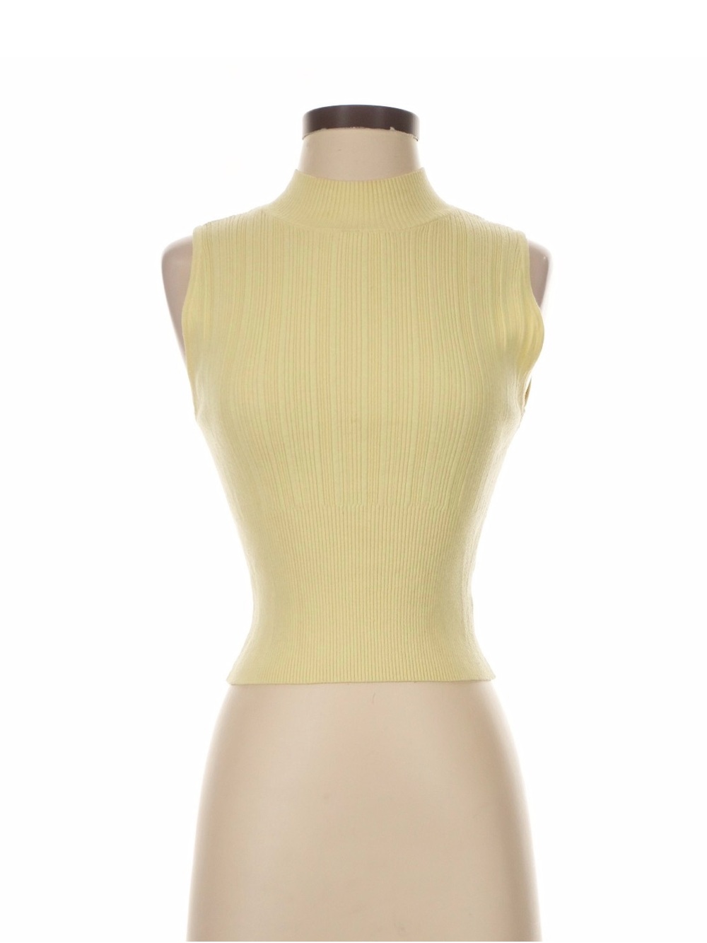 Butter yellow Sleeveless Mock Neck Knit Tank Top